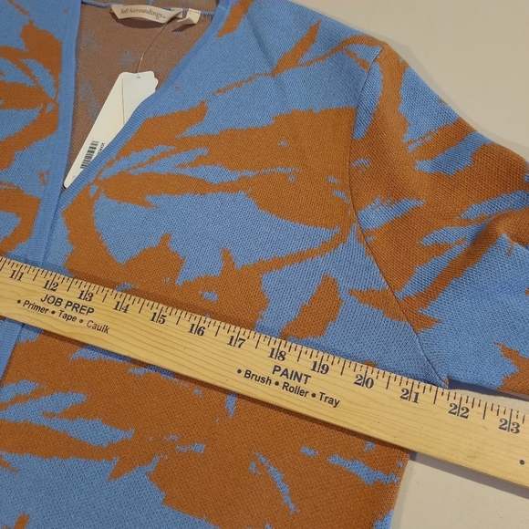 Soft Surroundings Cardigan Sweater Size Large Blue Rust Orange Royal Bay Open - Picture 10 of 11